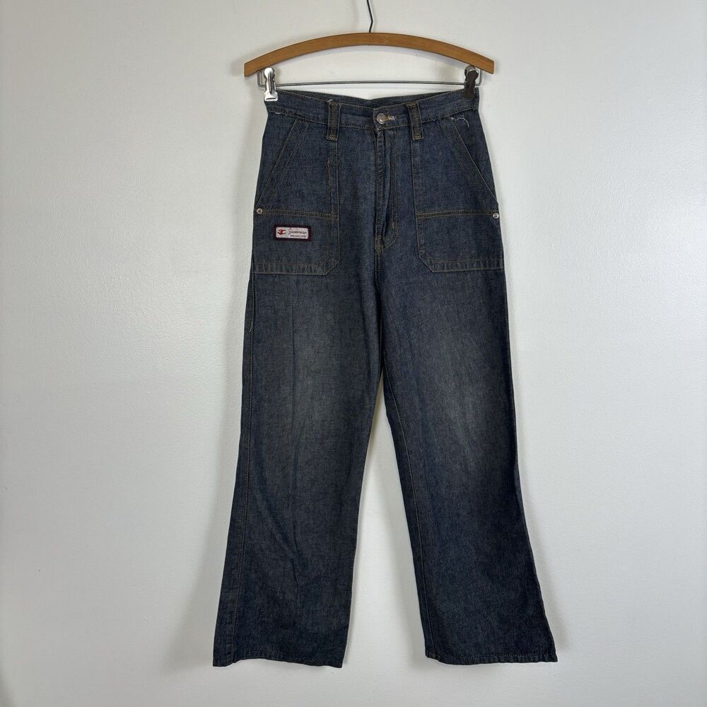 VTG Y2K 90s Jixinniao Flare Jeans High Rise Grommet Utility Grunge Streetwear